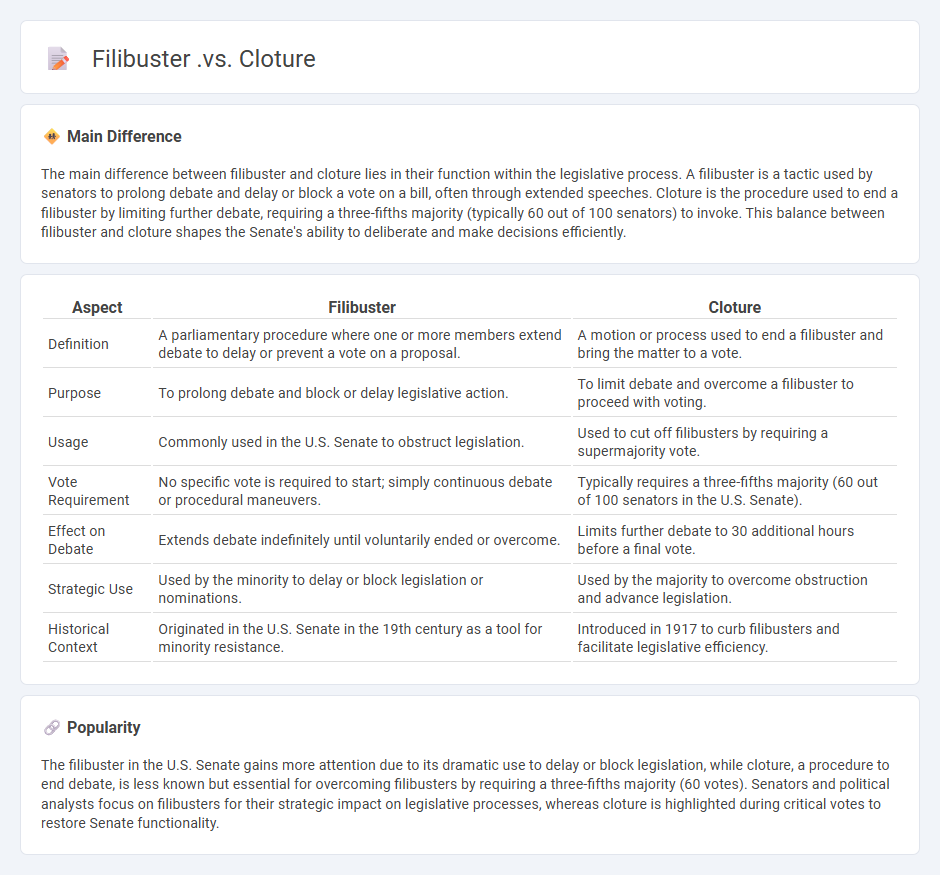 Filibuster vs Cloture in Politics - Key Differences and Legislative Impact