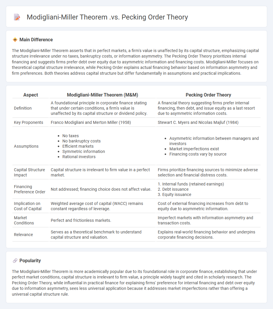 Modigliani-Miller Theorem vs Pecking Order Theory in Corporate Finance - Key Differences and Implications