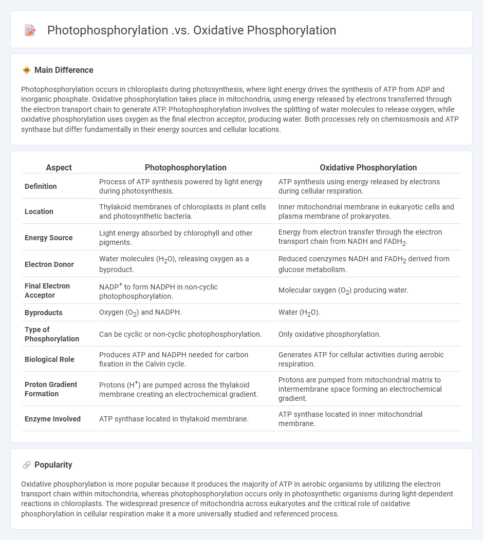 Photophosphorylation vs Oxidative Phosphorylation in Biology - Key Differences and Processes Explained