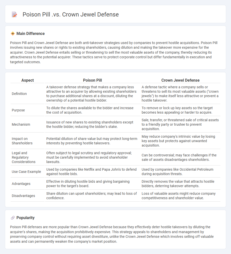 Poison Pill vs Crown Jewel Defense in Mergers and Acquisitions - Key Differences and Strategic Considerations