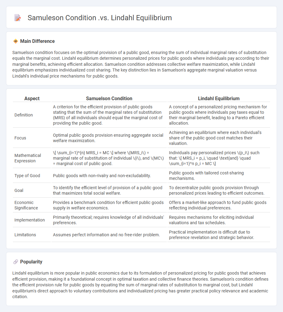Samuleson Condition vs Lindahl Equilibrium in Economics - Understanding the Distinction and Their Roles in Public Goods Provision