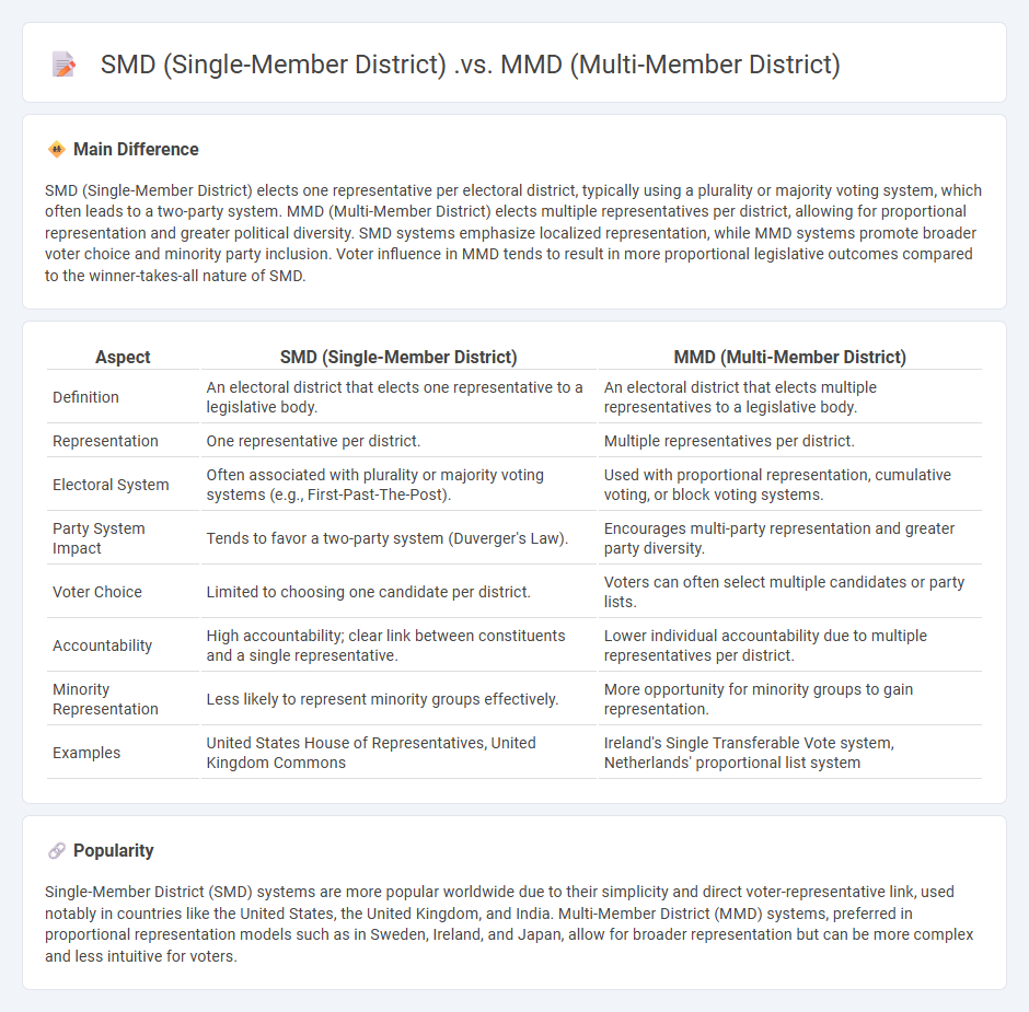 Single-Member District (SMD) vs Multi-Member District (MMD): Key Differences in Electoral Systems and Political Representation