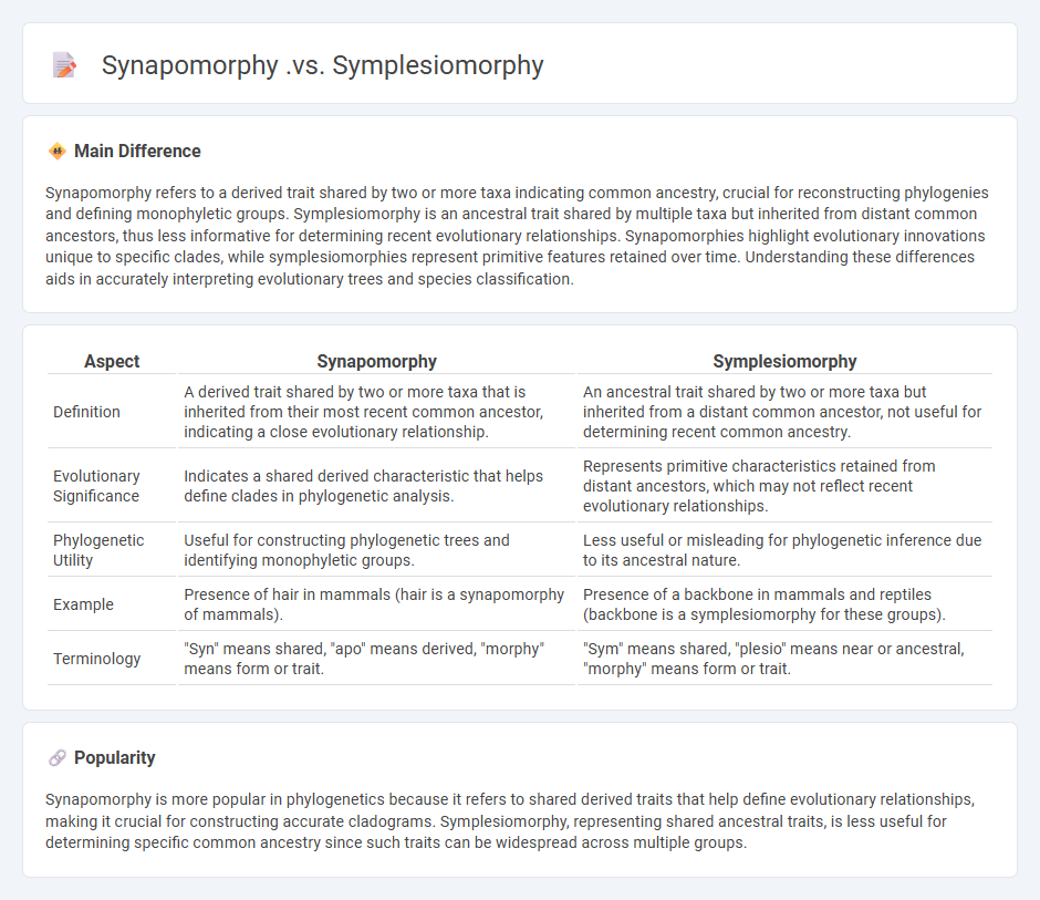 Synapomorphy vs Symplesiomorphy in Biology - Key Differences and Their Importance in Evolutionary Classification