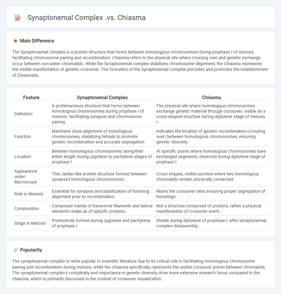 Synaptonemal Complex vs Chiasma in Biology - Key Differences and Their Roles in Meiosis