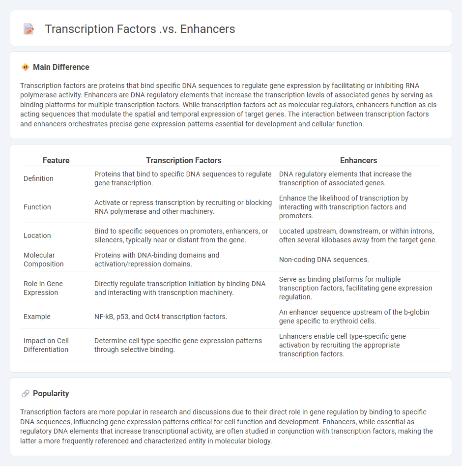Transcription Factors vs Enhancers in Biology - Key Differences and Functional Roles
